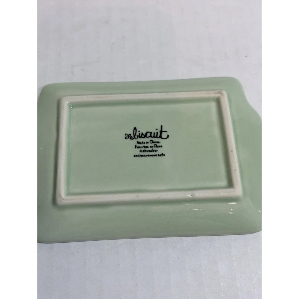 Biscuit Green Mini Ceramic Butter Dish w/ Lid Tray, Dishwasher/Microwave Safe